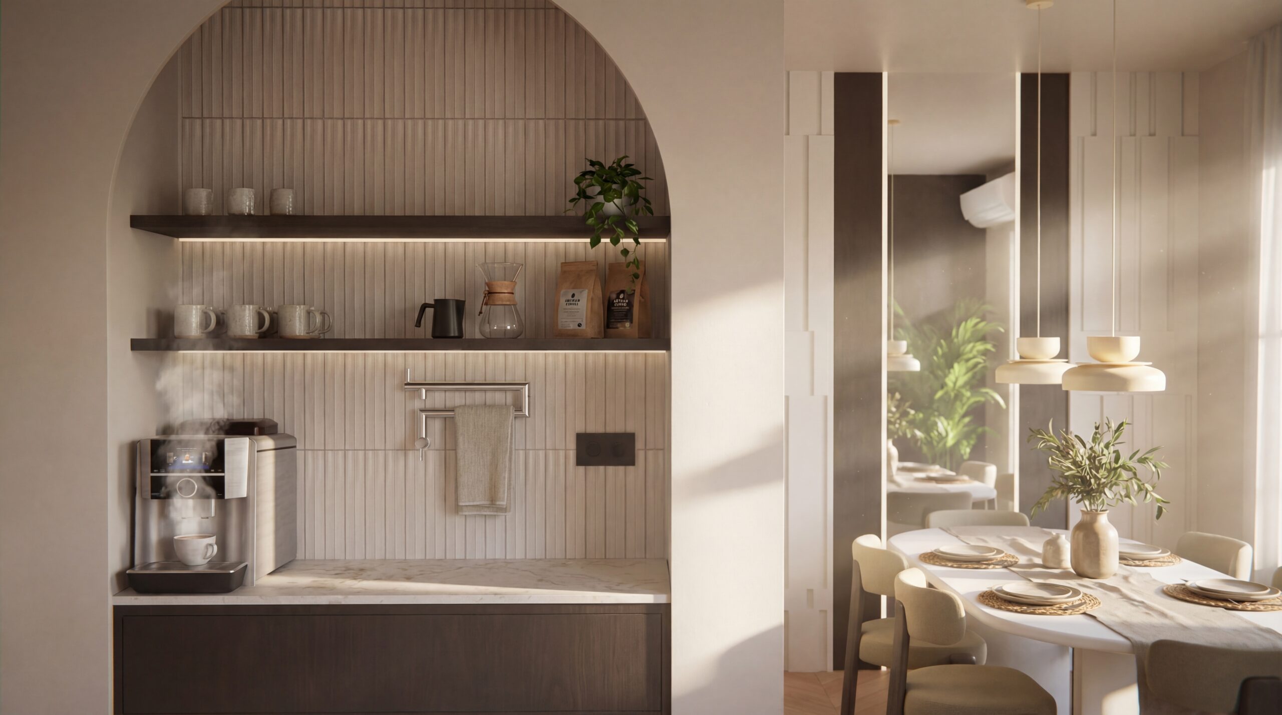 Aranżacja wnętrz jadalni i baru kawowego