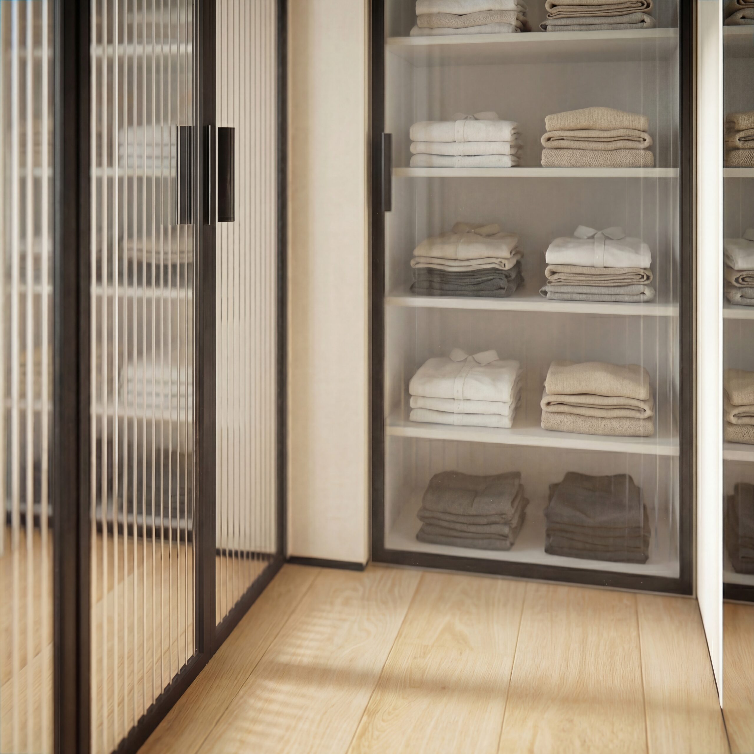 Salon Warszawa - lamele drewniane i lustra